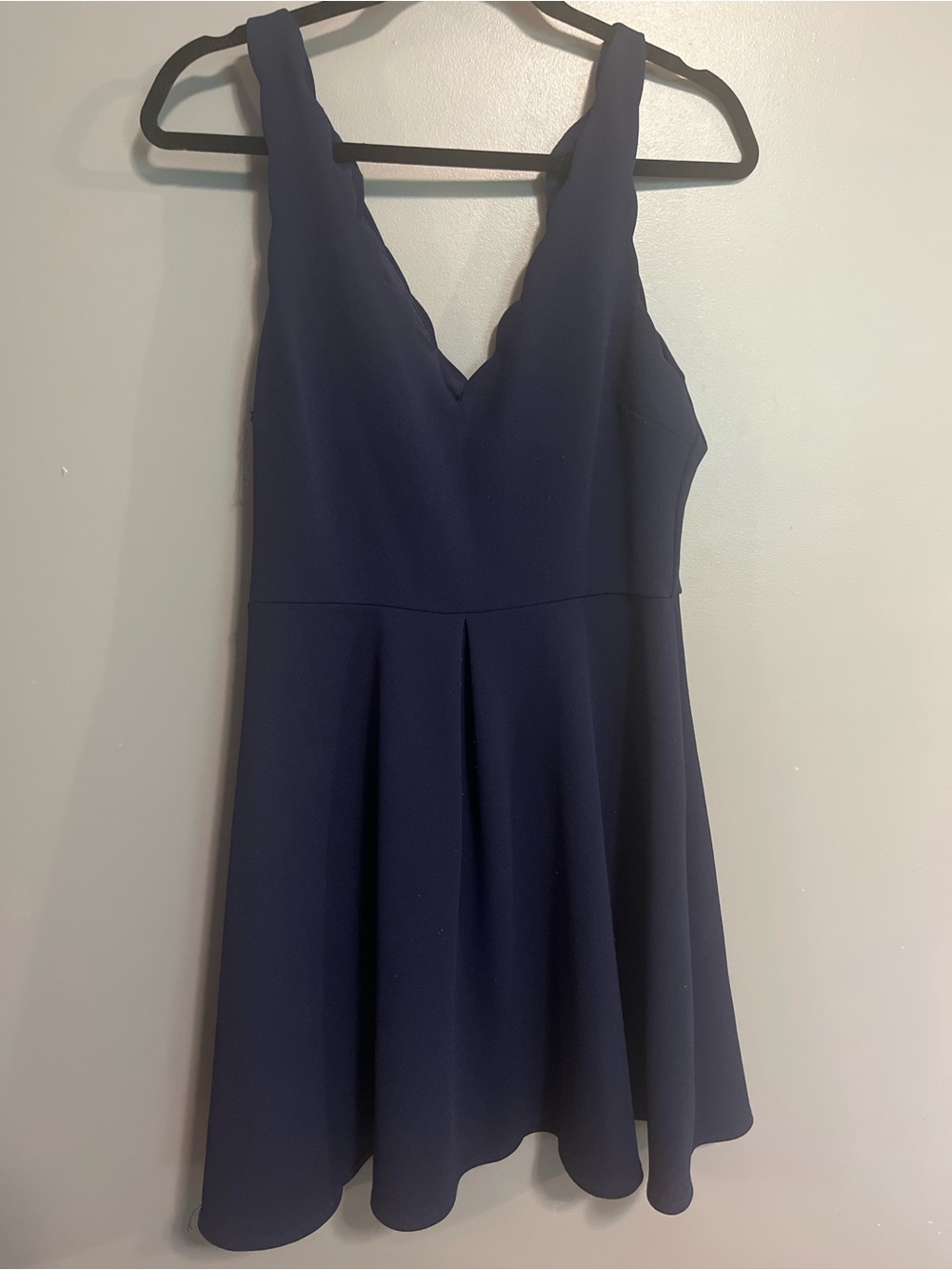 B Darlin Navy Scalloped V-Neck Sleeveless Mini Dress